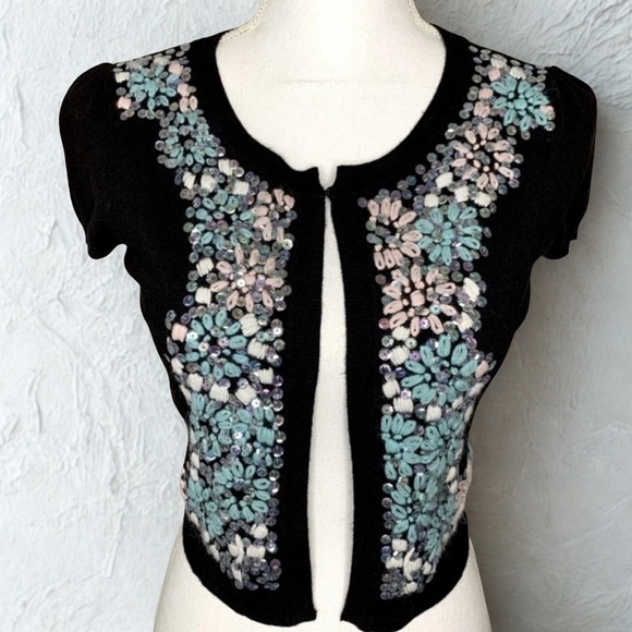 NWT INC International Concepts Black Sequin Shrug Sweater Size Small - Picture 1 of 8